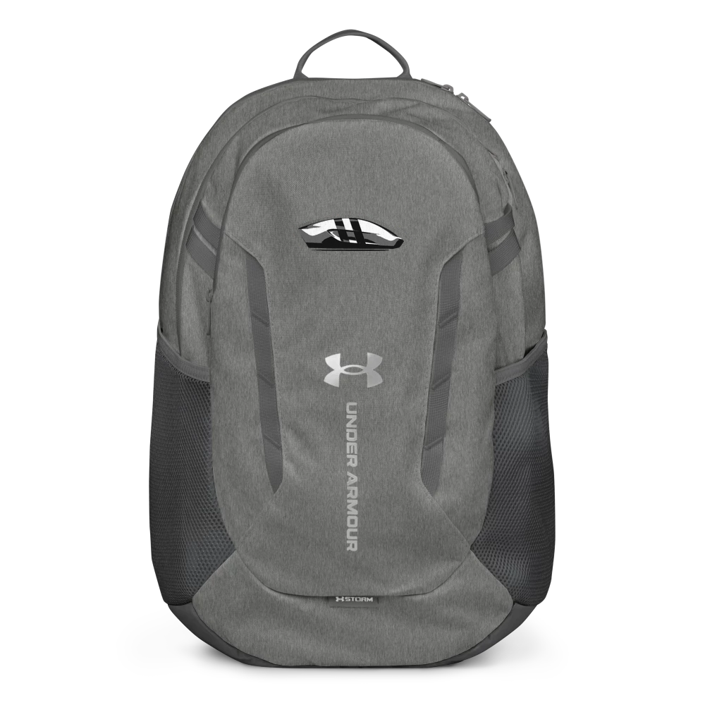 Grey backpack with a small elevn logo on the front pocket
