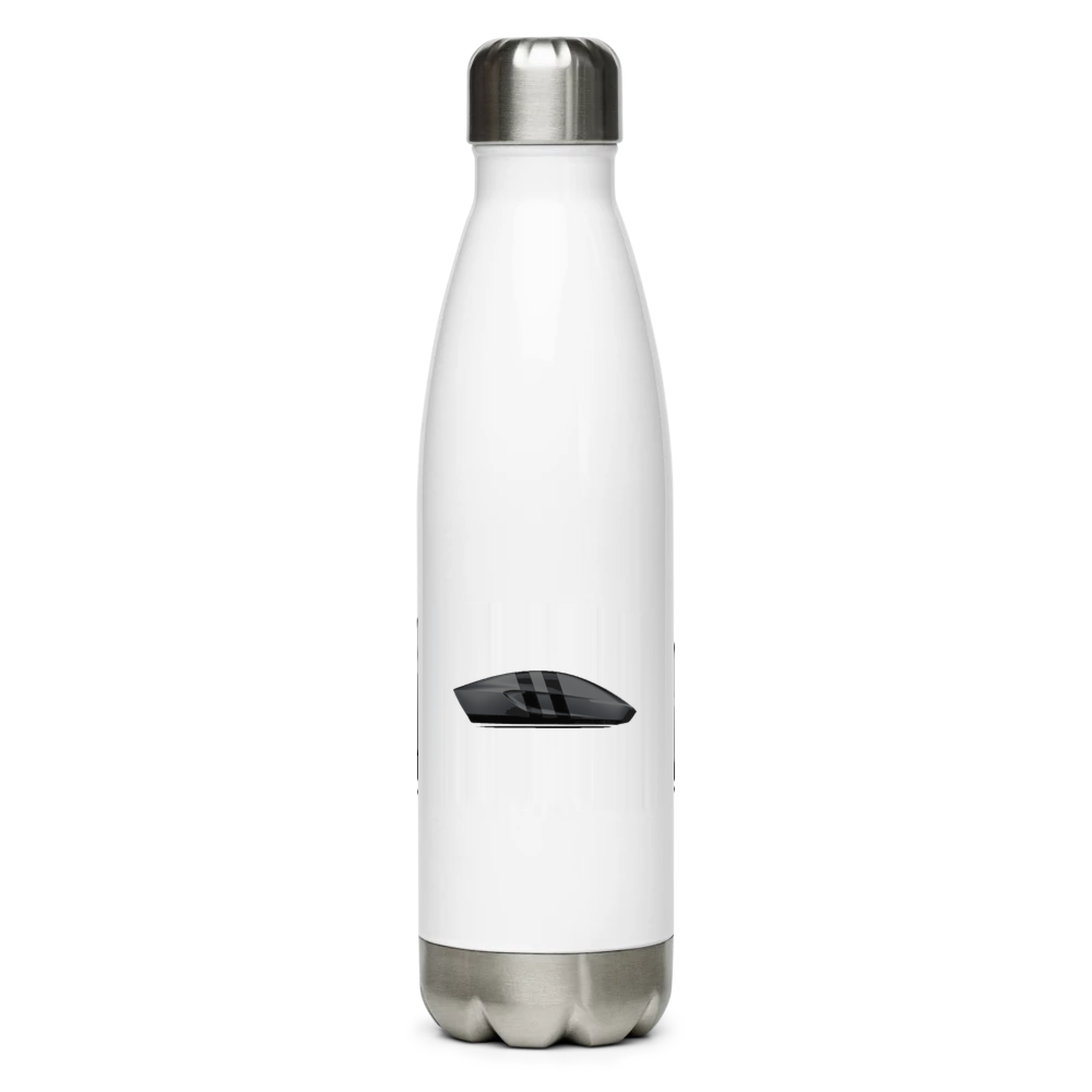 White steel bottle with a small charcoal elevn logo on the body