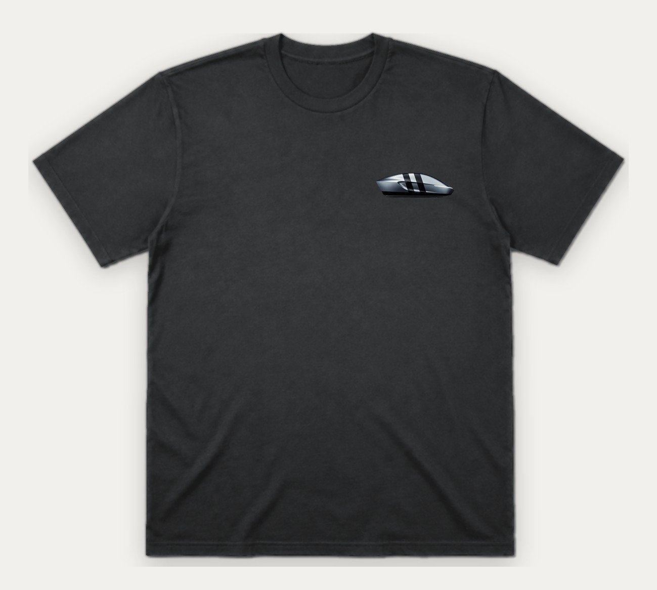 Charcoal elevnEV tee, small left-chest logo
